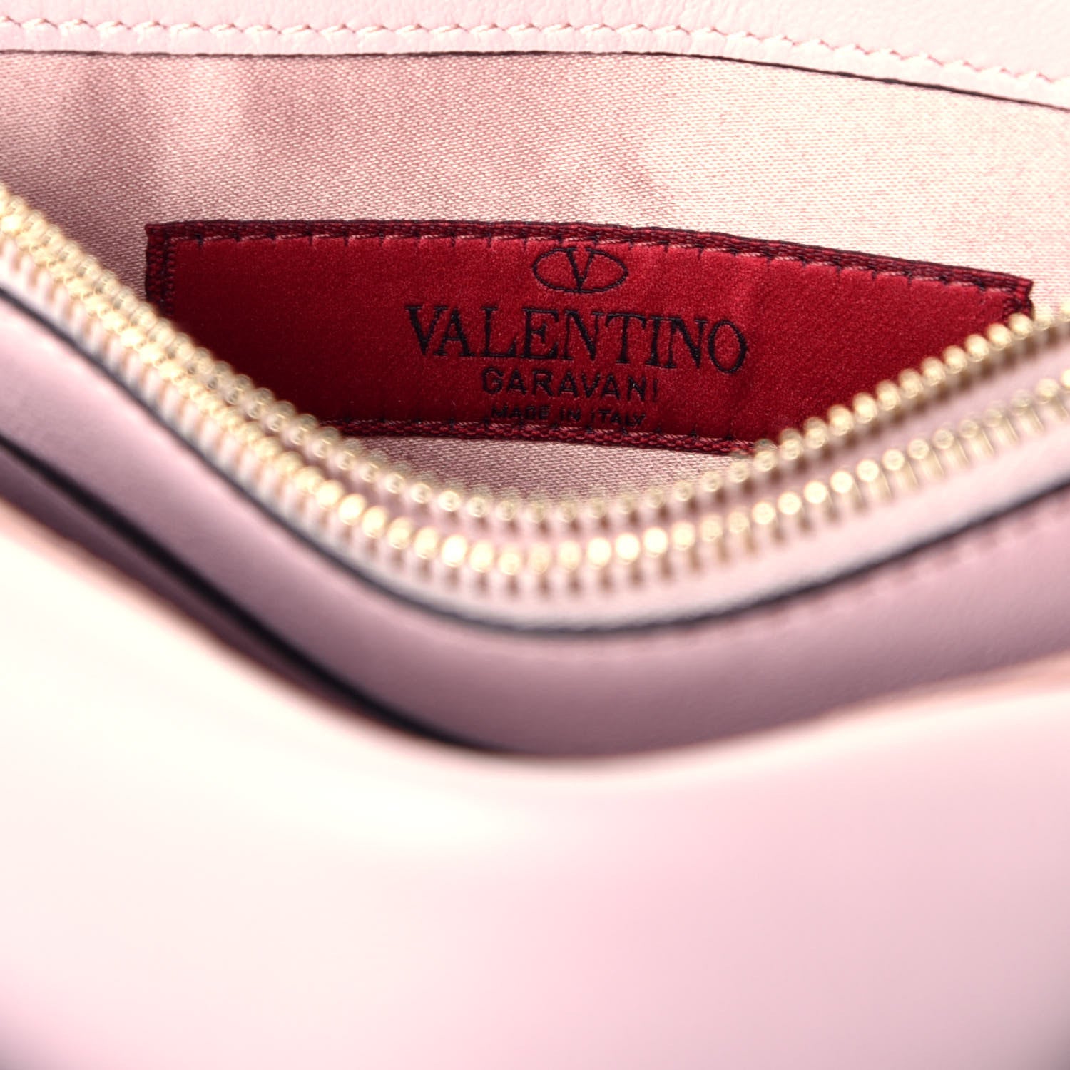 Valentino Garavani Calfskin Rockstud Wallet on Chain Water Rose 6 of 9