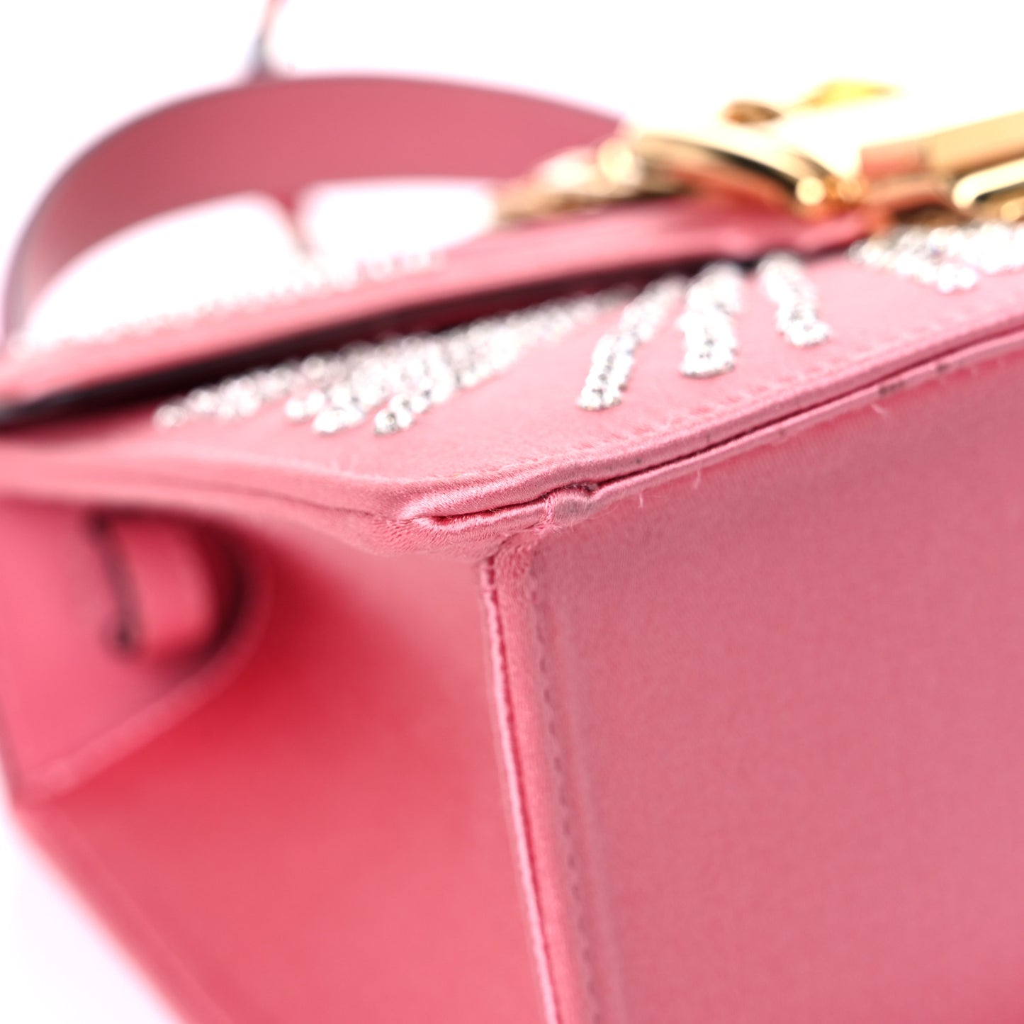 Satin Crystal Mini Sylvie Top Handle Bag Peony