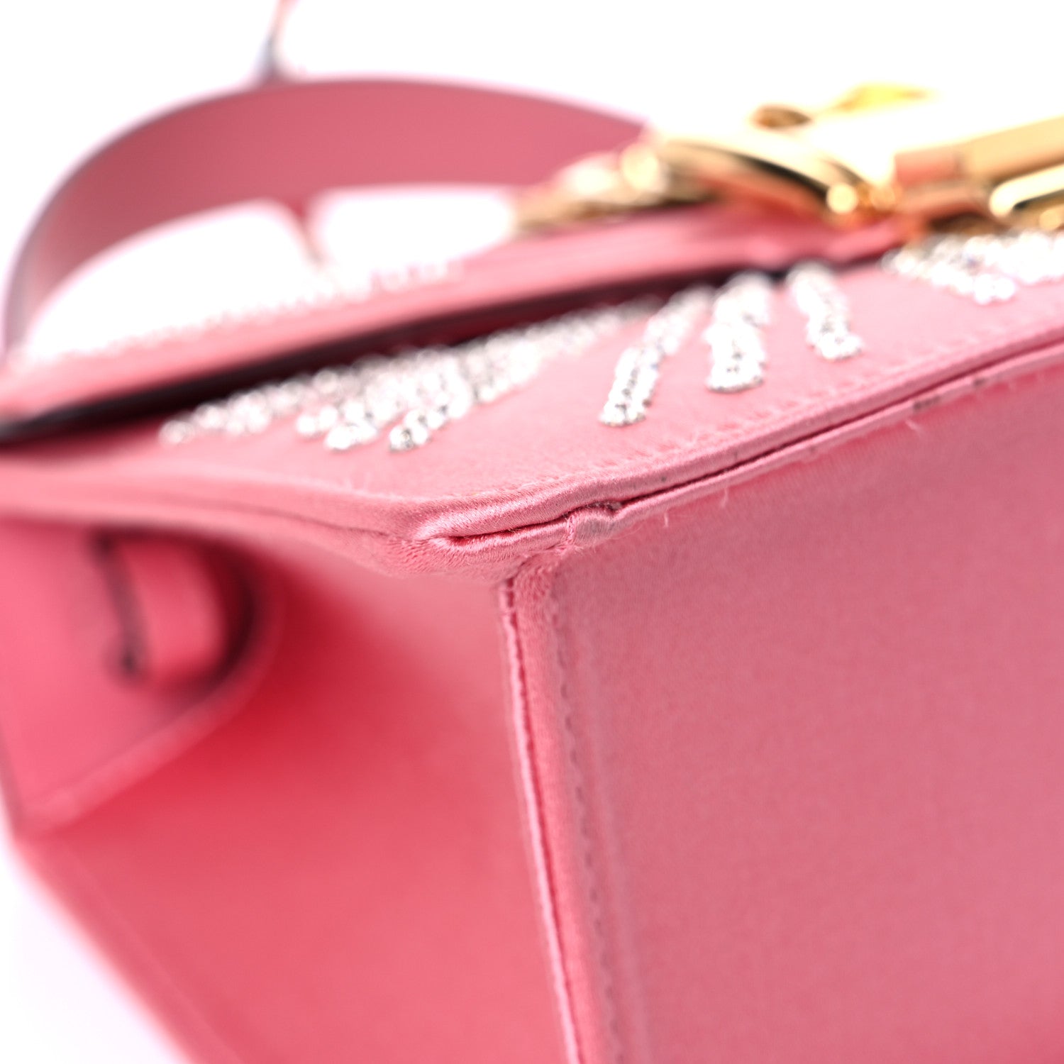 Gucci Satin Crystal Mini Sylvie Top Handle Bag Peony 9 of 20
