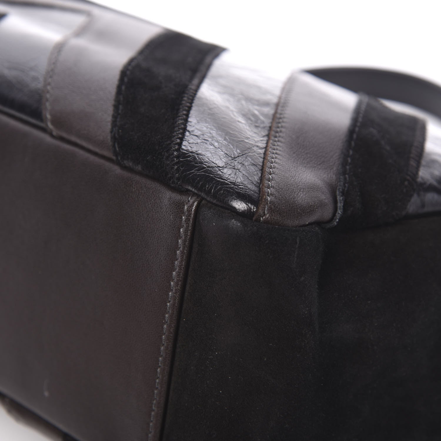 Chanel Suede Lambskin Glazed Calfskin Lady Vintage Chevron Flap Black Brown 10 of 16