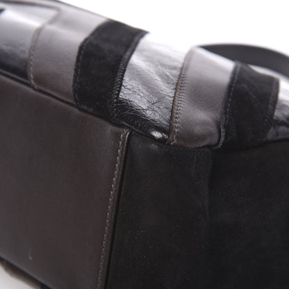 Chanel Suede Lambskin Glazed Calfskin Lady Vintage Chevron Flap Black Brown 10 of 16