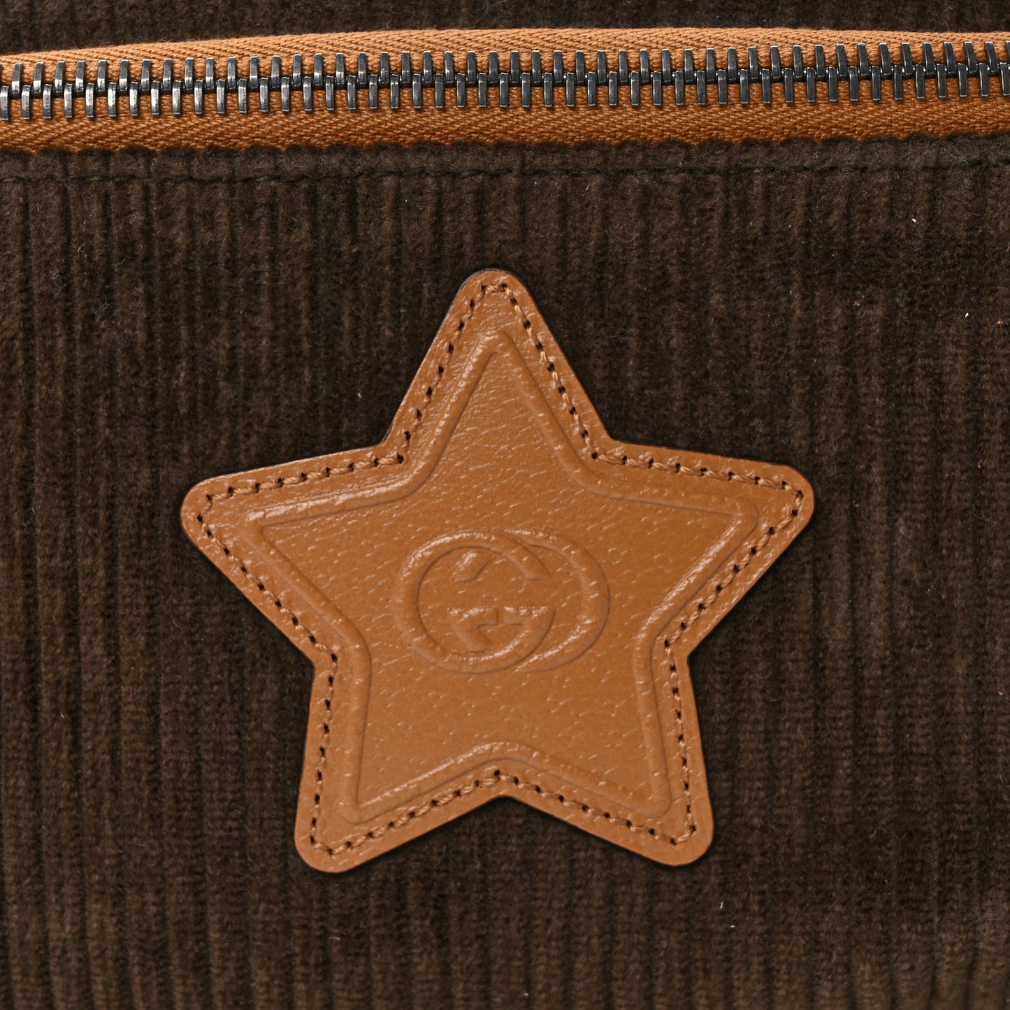 Calfskin Corduroy Childrens Interlocking G Star Patch Belt Bag Brown