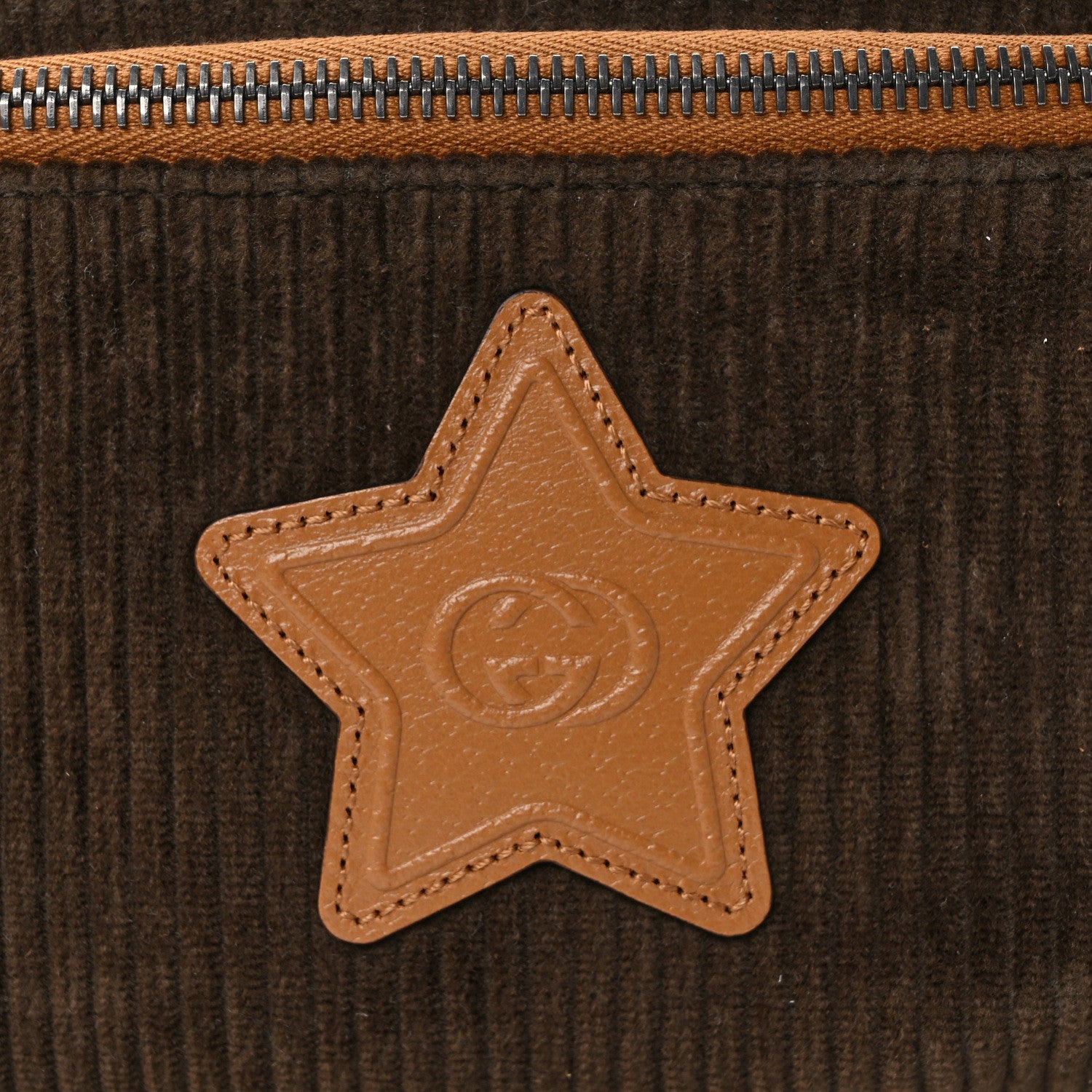 Gucci Calfskin Corduroy Childrens Interlocking G Star Patch Belt Bag Brown 8 of 10