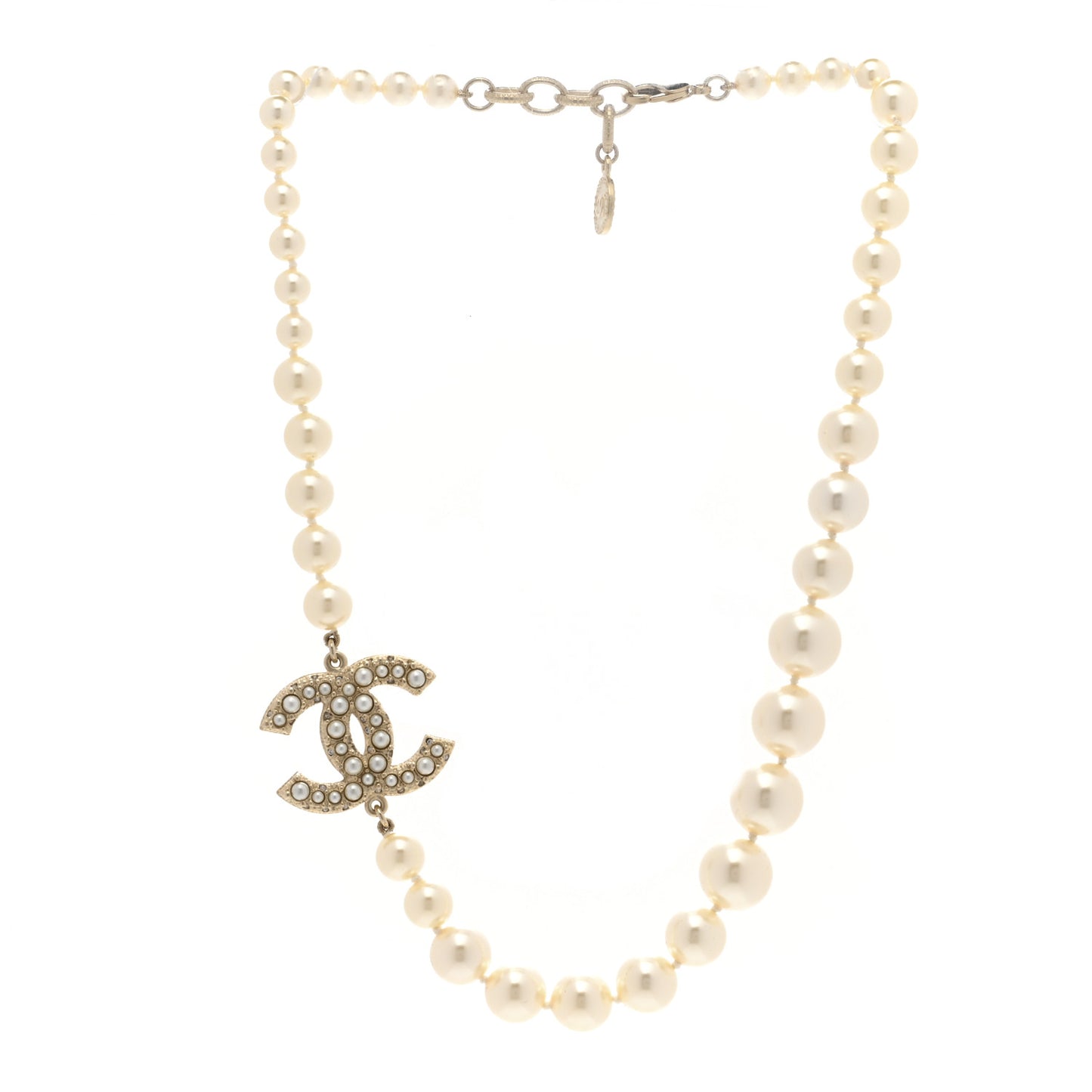 Pearl CC 100th Anniversary Necklace Light Gold