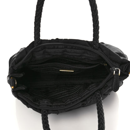 Prada Tessuto Nylon Nappa Braided Top Handle Tote Black 4 of 5