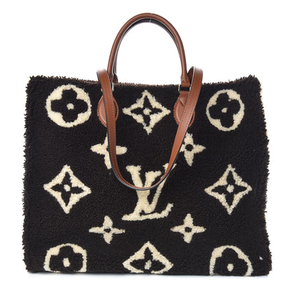 Louis Vuitton Shearling Monogram Giant Teddy Onthego GM Black White 1 of 10