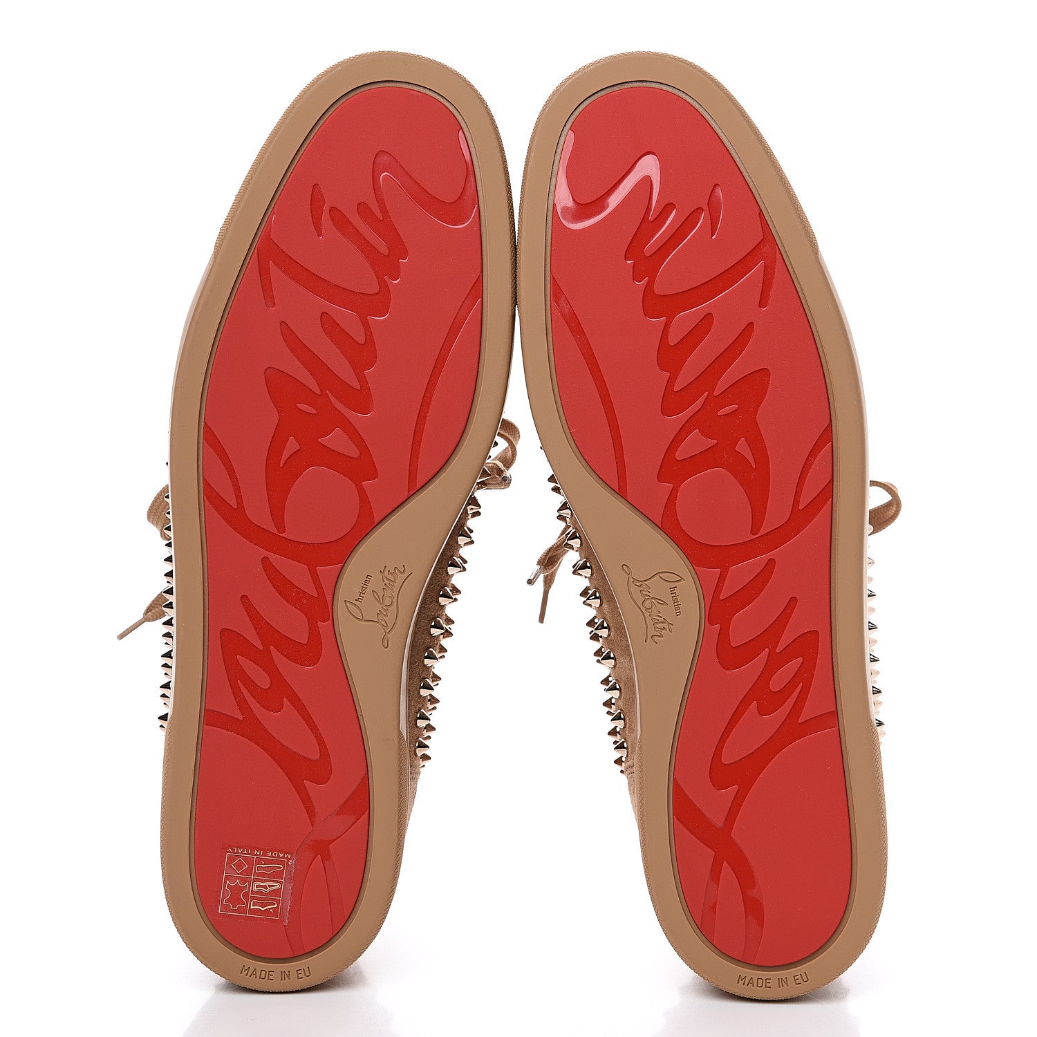 Christian Louboutin Veau Velours Mens Louis Spikes Flat Sneakers 46 Colombe 5 of 10