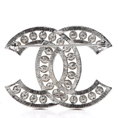 Chanel Pearl Crystal CC Brooch Silver 3 of 5