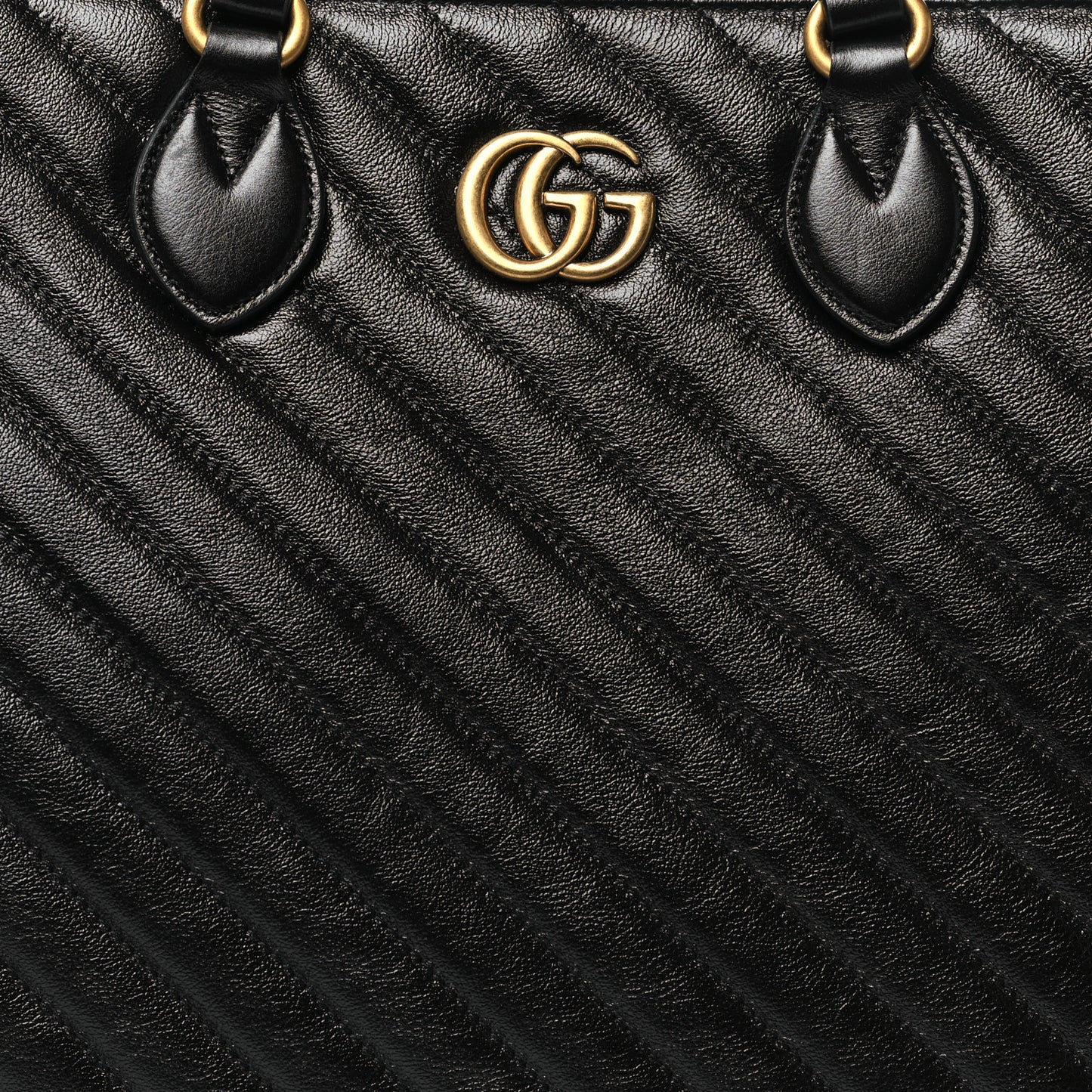 Azalea Calfskin Matelasse Diagonal GG Marmont Tote Bag Black