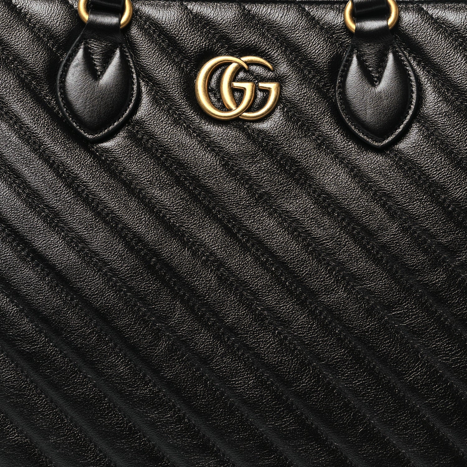 Gucci Azalea Calfskin Matelasse Diagonal GG Marmont Tote Bag Black 8 of 10