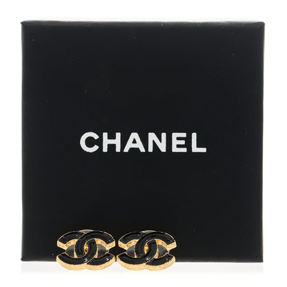 Chanel Metal Enamel CC Earrings Black Gold 5 of 5