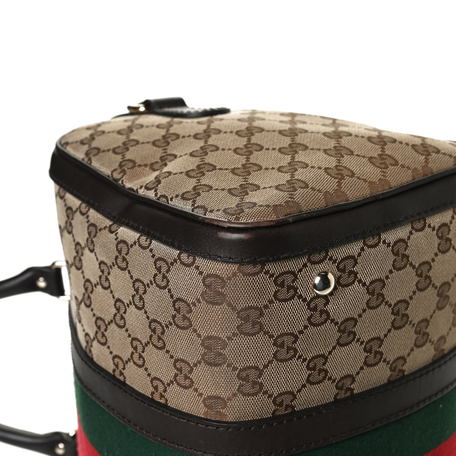 Gucci Monogram Vintage Web Medium Boston Dark Brown 13 of 16