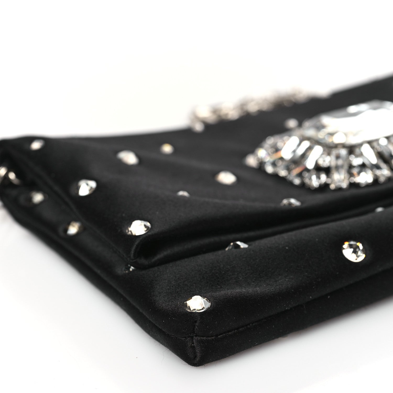 Jimmy Choo Satin Crystal Embellished Titania Clutch Black 8 of 9