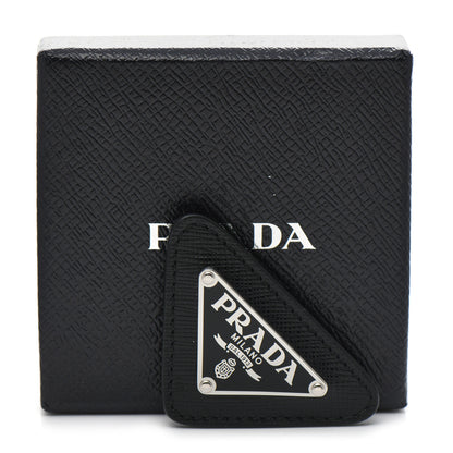 Prada Saffiano Enamel Logo Triangle Pin Black 5 of 5