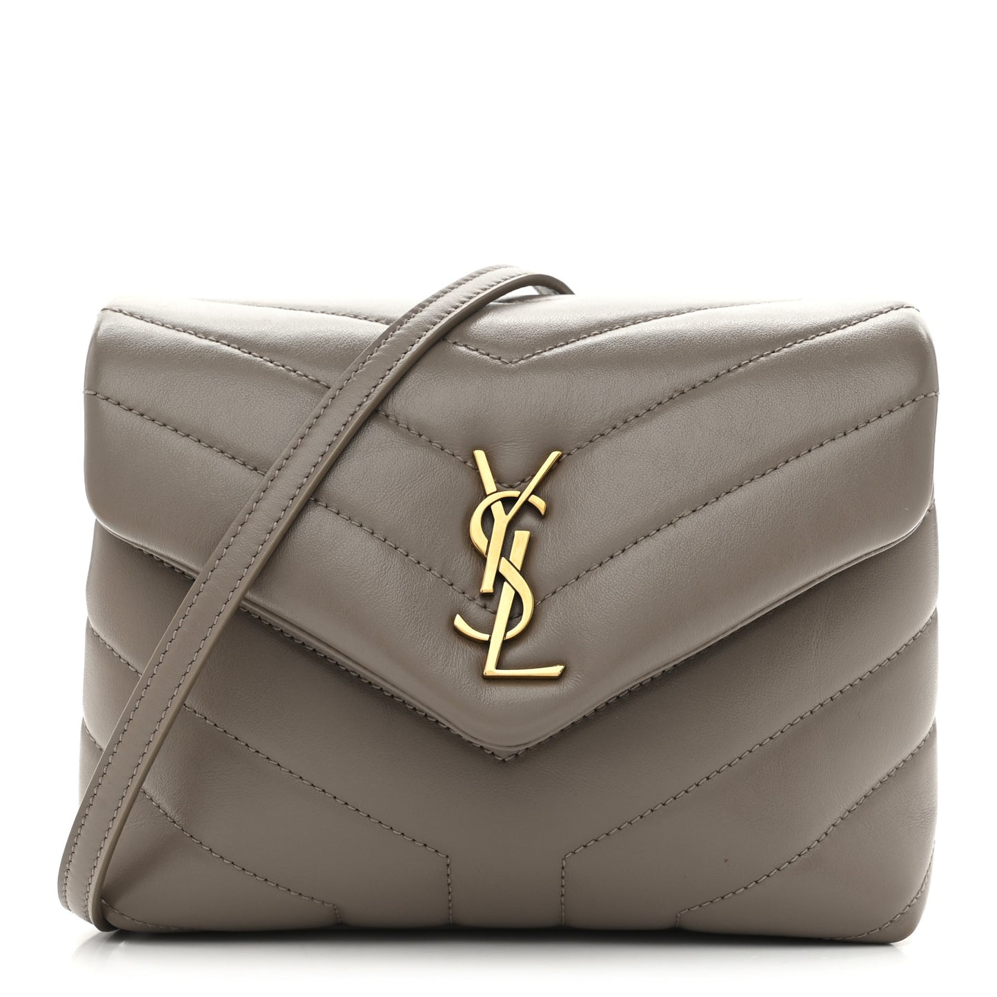 Calfskin Y Quilted Monogram Toy Loulou Crossbody Bag Greyish Brown