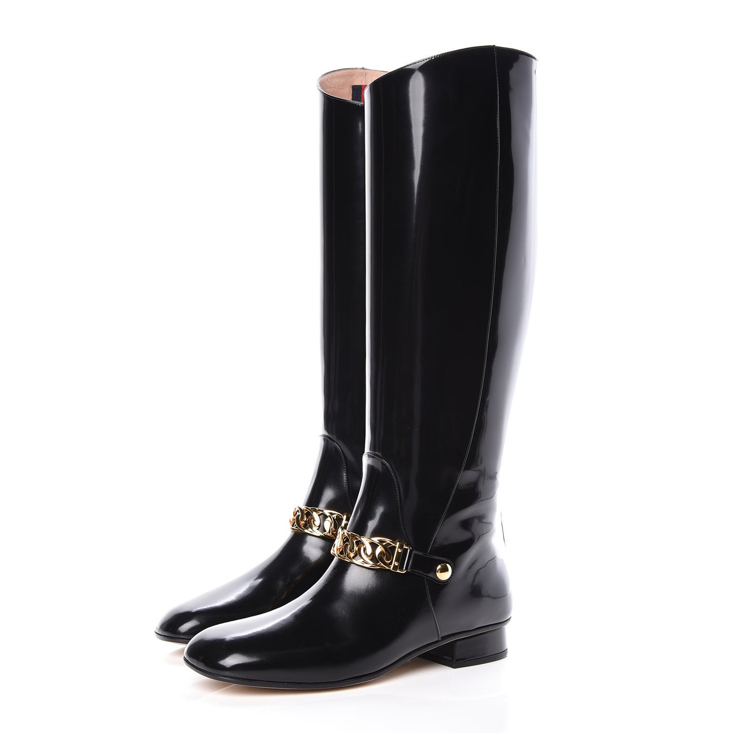 Polished Calfskin Regent Boots 38 Black