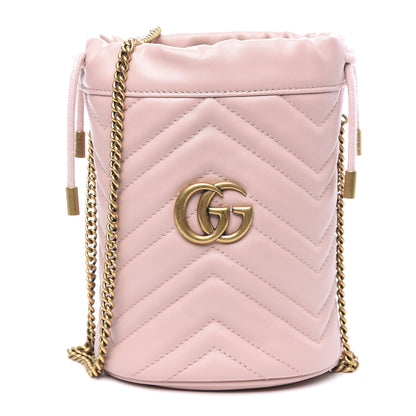 Gucci Calfskin Matelasse Mini GG Marmont 2.0 Bucket Bag Perfect Pink 1 of 9