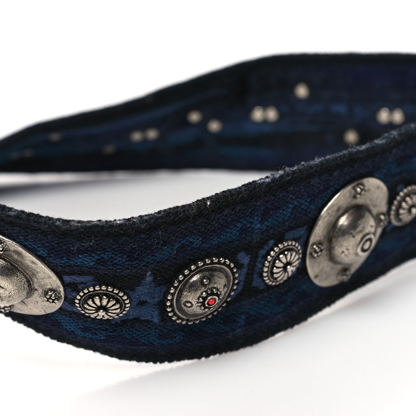 Canvas Embroidered Studded KaleiDiorscopic Adjustable Shoulder Strap Blue