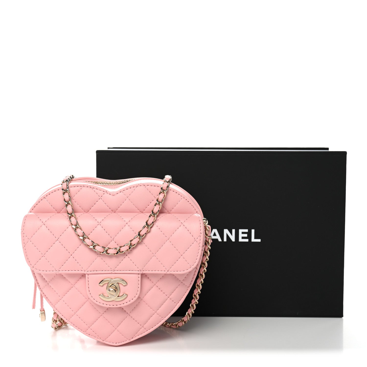 Chanel Lambskin Quilted Large CC In Love Heart Bag Light Pink