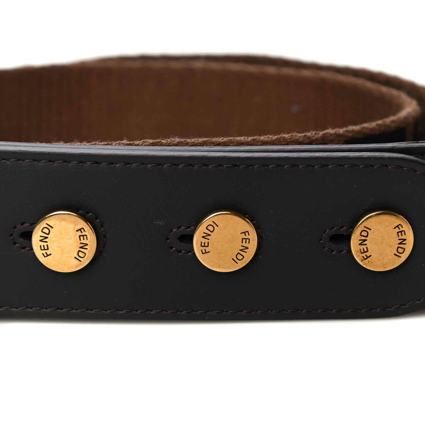 Ribbon Vitello Century FF 1974 Flat Studded Strap You Fango Marrone Ebano