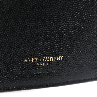 Saint Laurent Grain De Poudre Matelasse Chevron Monogram Zipped Two-Part Wallet Black 6 of 6