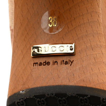 Gucci GG Monogram Suede Houdan Platform Slide Sandals 38 Beige Ruggine Maroon 8 of 9