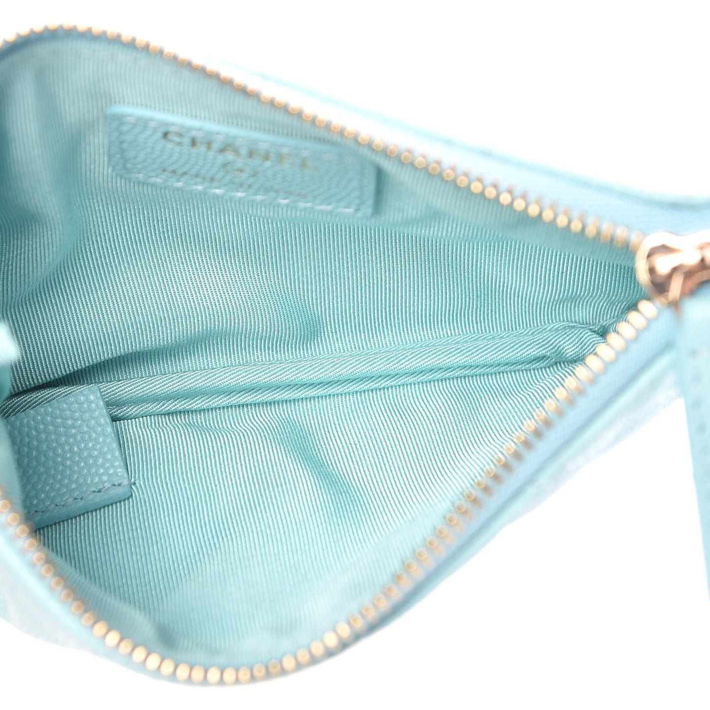 Caviar Quilted Small Cosmetic Case Light Blue