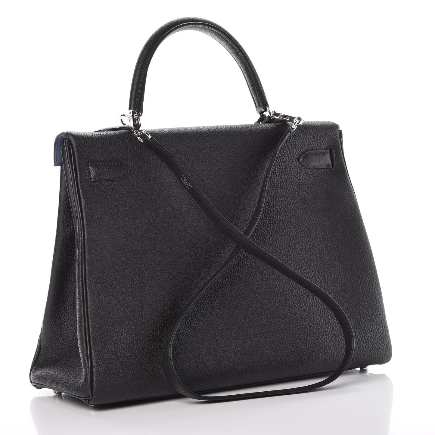 Togo Verso Kelly Retourne 35 Black Bleu Agate