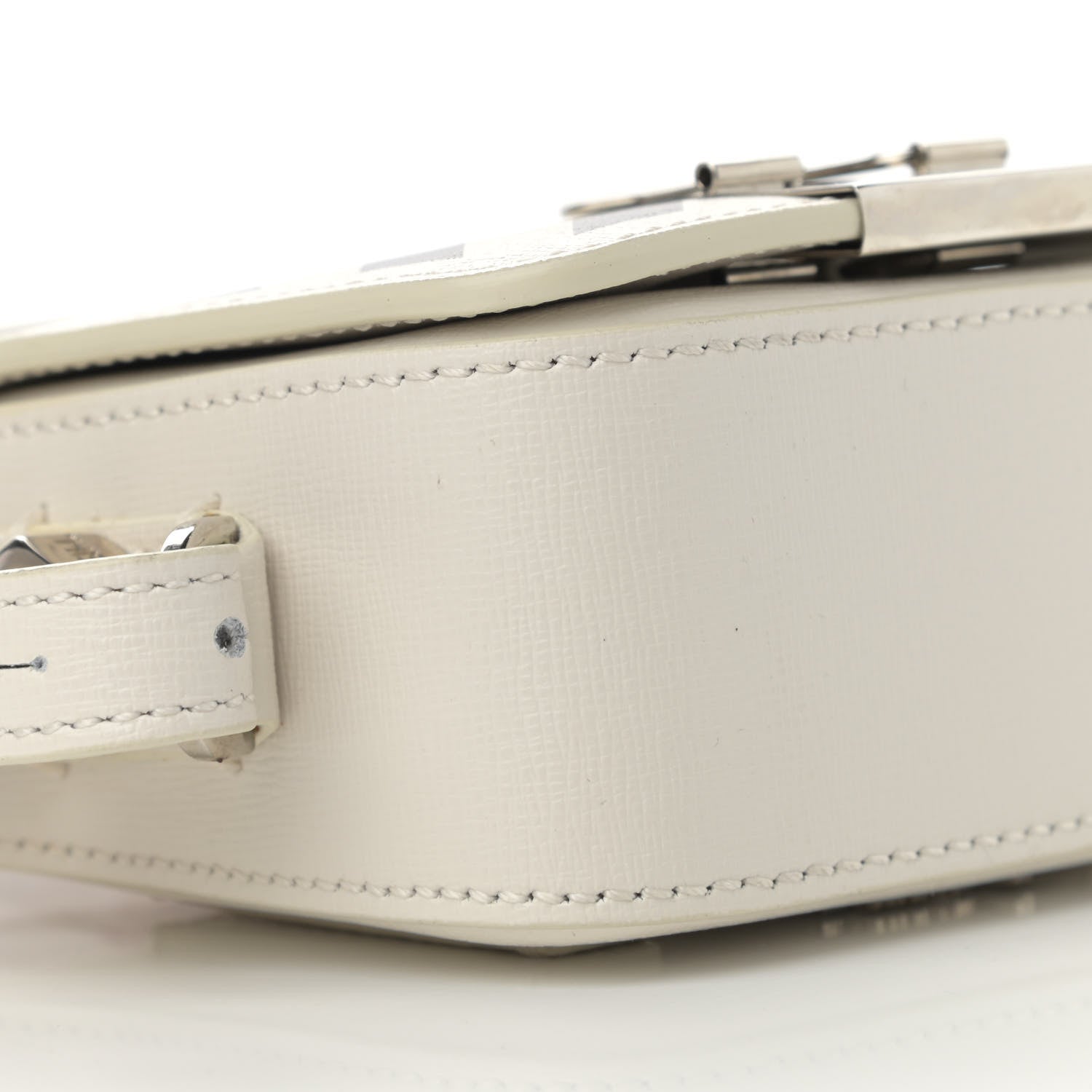 Off-White Saffiano Striped Baby Flap White Black 9 of 11