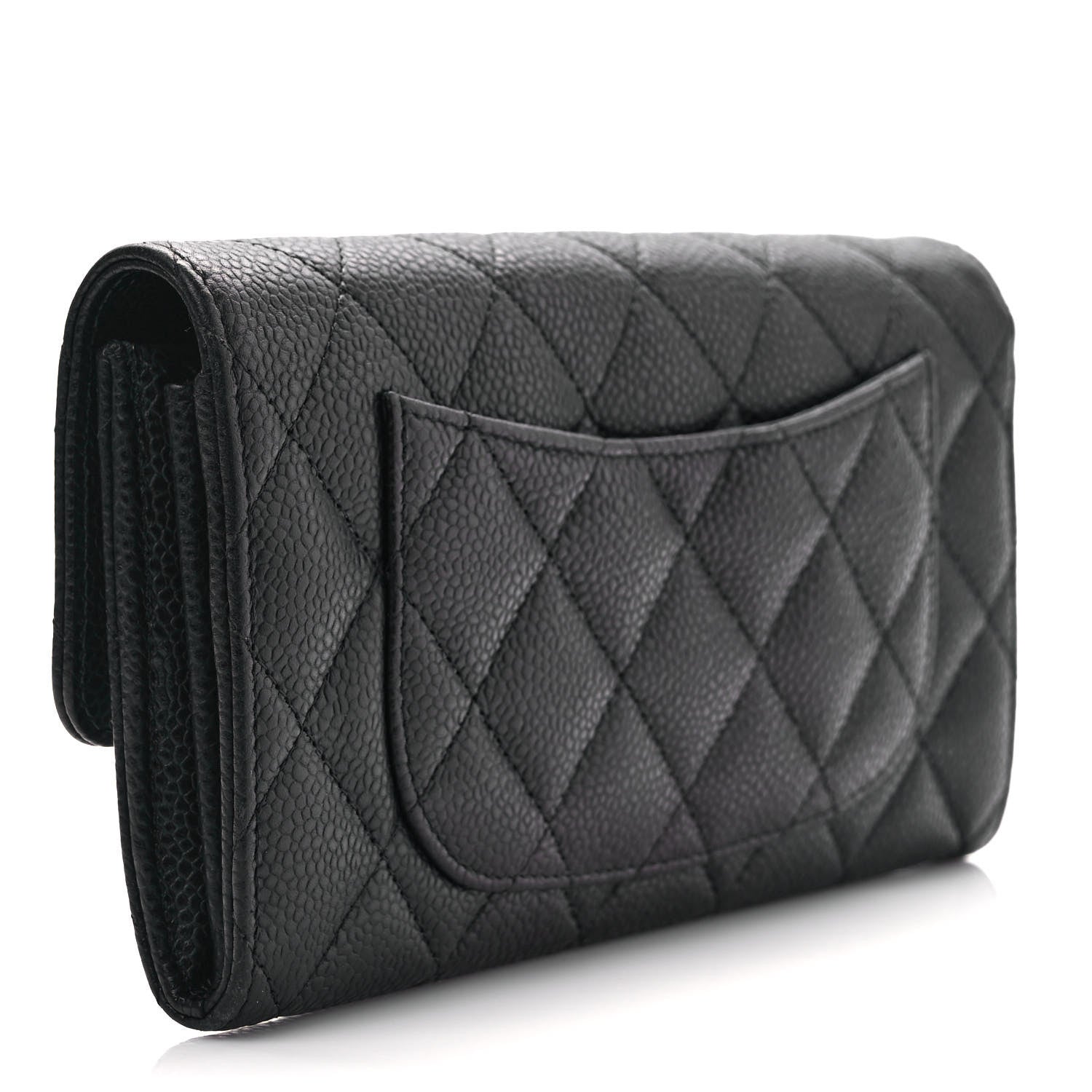 Chanel Caviar Quilted Large Gusset Flap Wallet Black 3 of 9