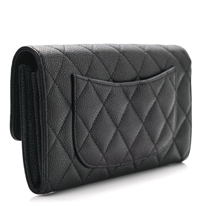 Chanel Caviar Quilted Large Gusset Flap Wallet Black 3 of 9