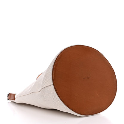 Saint Laurent Linen Calfskin Rive Gauche Bucket Bag Grey Cognac 5 of 11