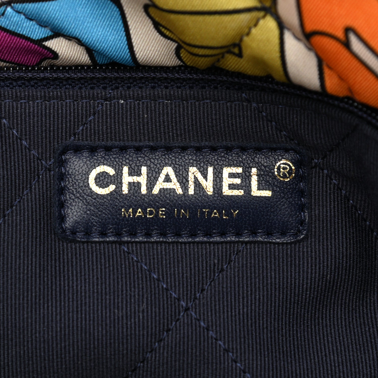 Chanel Printed Fabric Quilted Logo Large Shopping Tote Multicolor 5 of 12