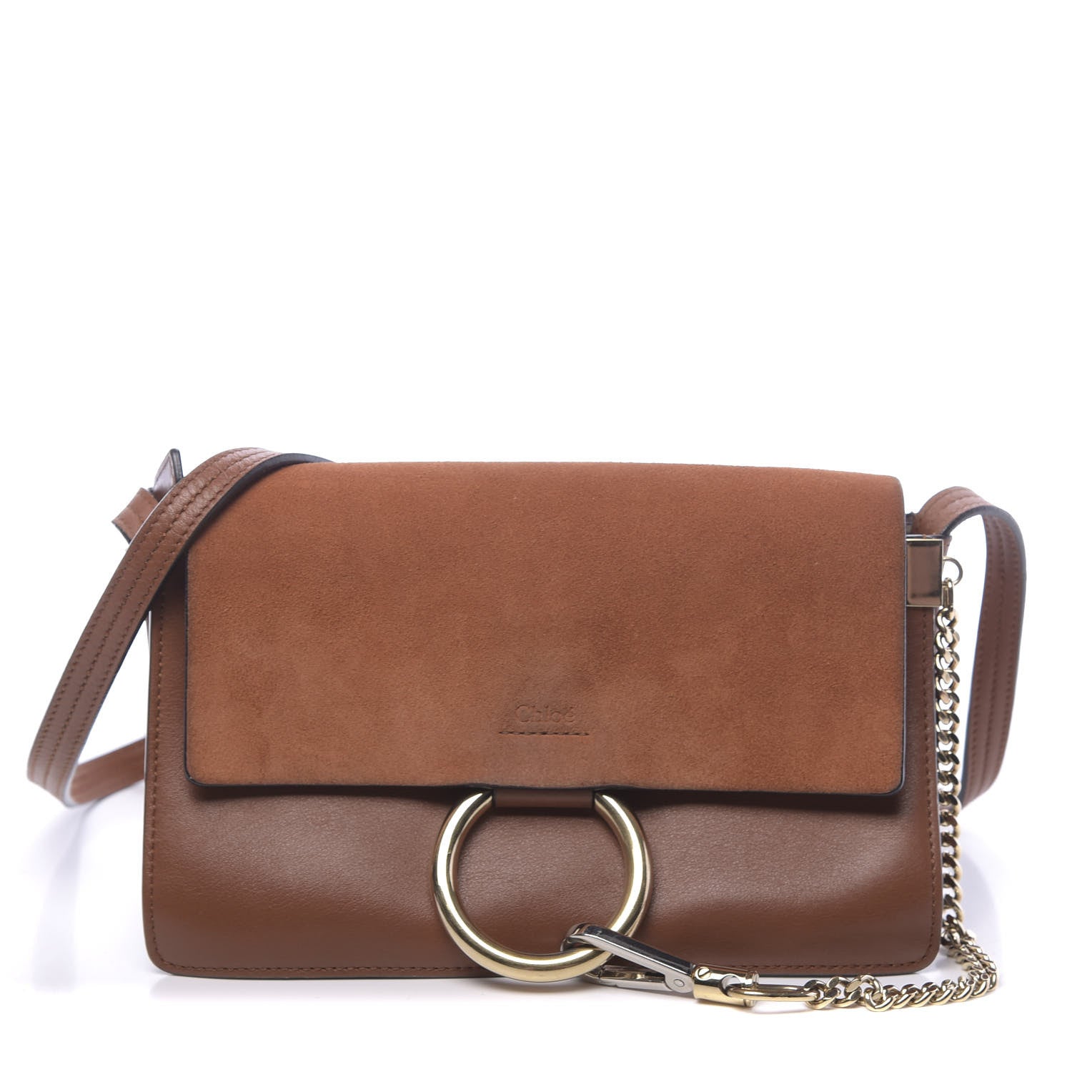 Chloe Suede Calfskin Small Faye Shoulder Bag Tobacco 1 of 14