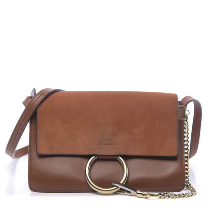 Chloe Suede Calfskin Small Faye Shoulder Bag Tobacco 1 of 14