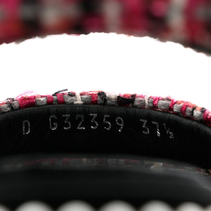 Chanel Tweed Pearl Flat Sandals 37.5 Red Black 6 of 10