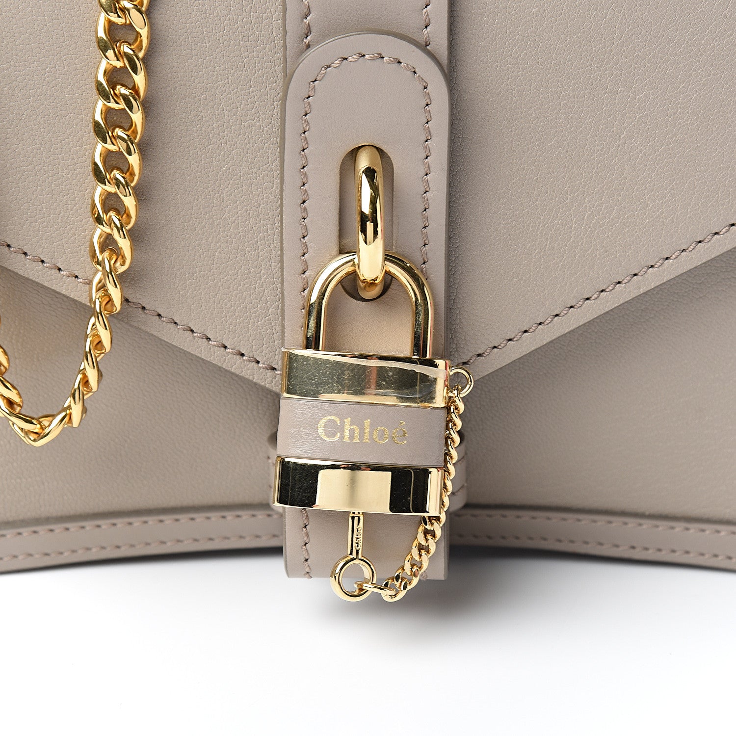 Chloe Shiny Goatskin Calfskin Aby Chain Shoulder Bag Motty Grey 8 of 8