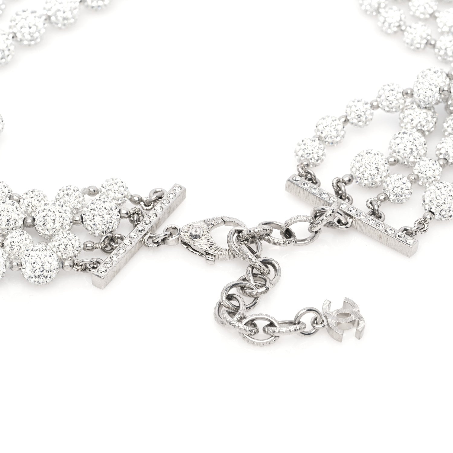 Chanel Strass Bubble CC Multi Strand Necklace Silver 4 of 5