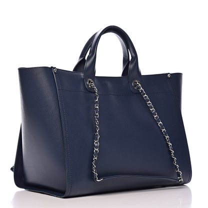 Chanel Caviar Large Studded Deauville Tote Navy 3 of 13