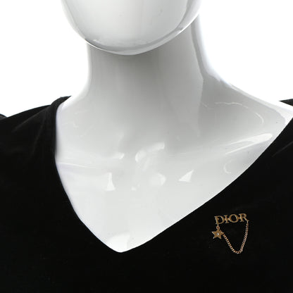 Christian Dior Metal Crystal Logo Dio(r)evolution Chain Brooch Gold 2 of 4