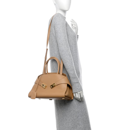 Salvatore Ferragamo Natural Grain Calfskin Small Hug Bag Light Caramel 2 of 11