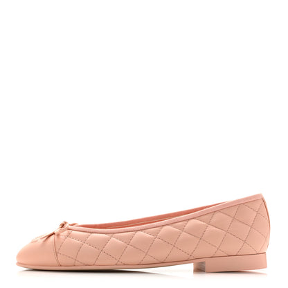 Chanel Lambskin Quilted CC Cap Toe Ballerina Flats 39 Light Pink 1 of 10