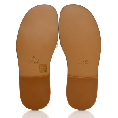 Gucci Goatskin Fringe Mens Horsebit Slide Sandals 8 White 4 of 12