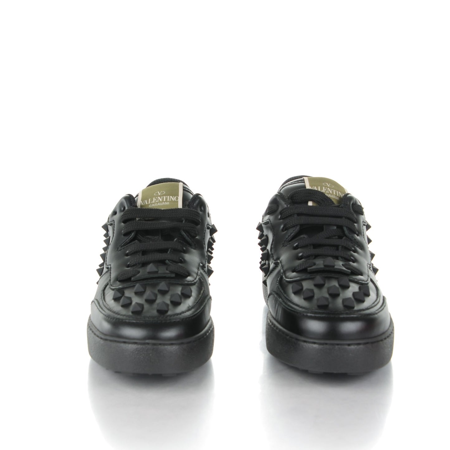 Calfskin Rockstud Sneakers 37 Black