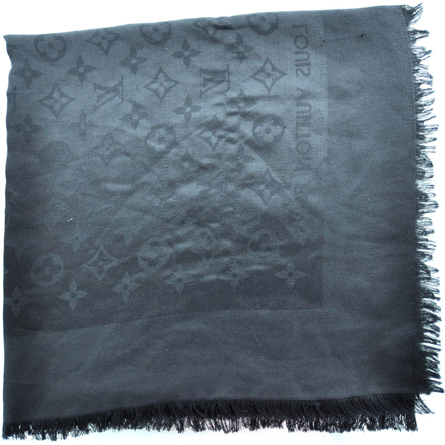 Silk Wool Monogram Shawl Black