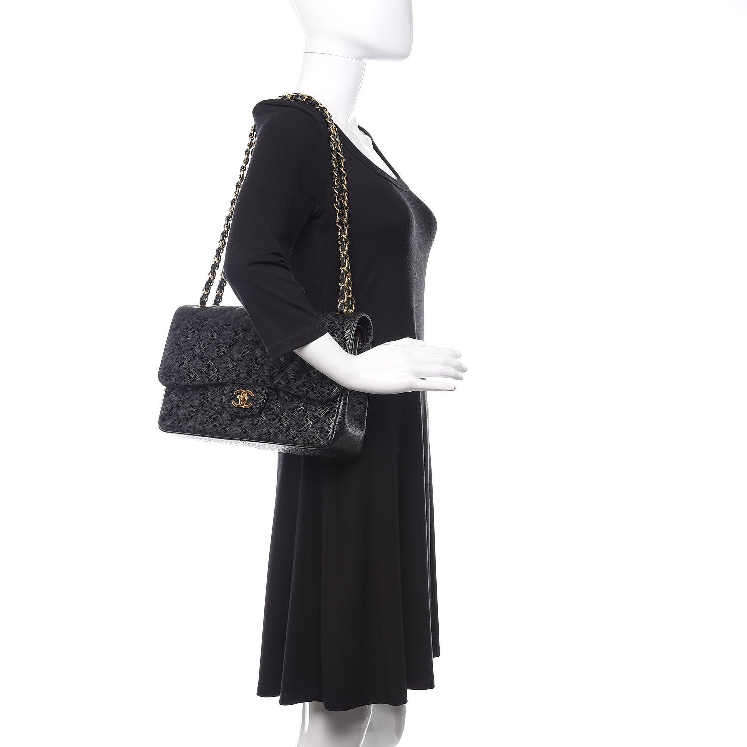 Chanel Caviar Quilted Jumbo Double Flap Black 2 of 10