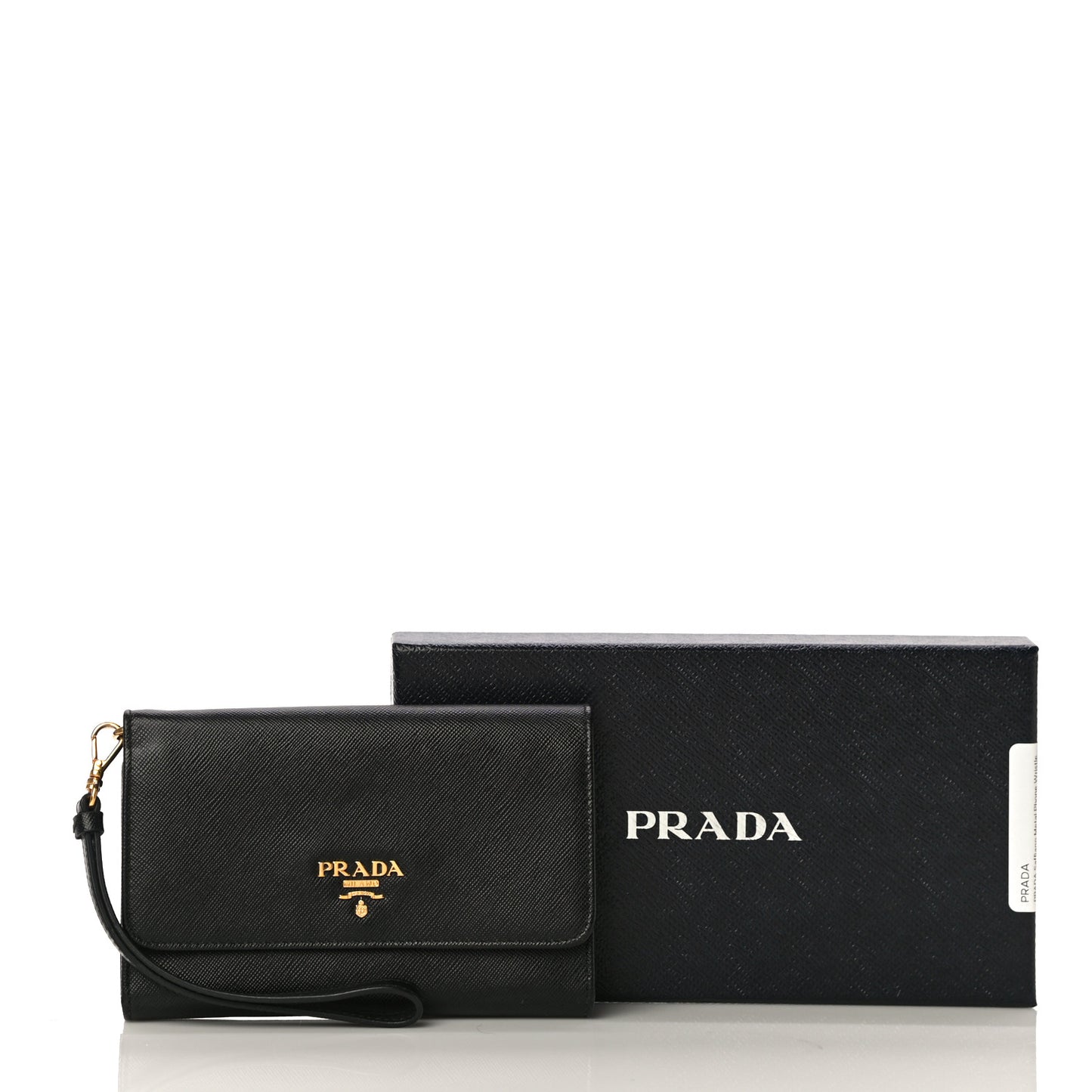 Saffiano Metal Phone Wristlet Wallet Black