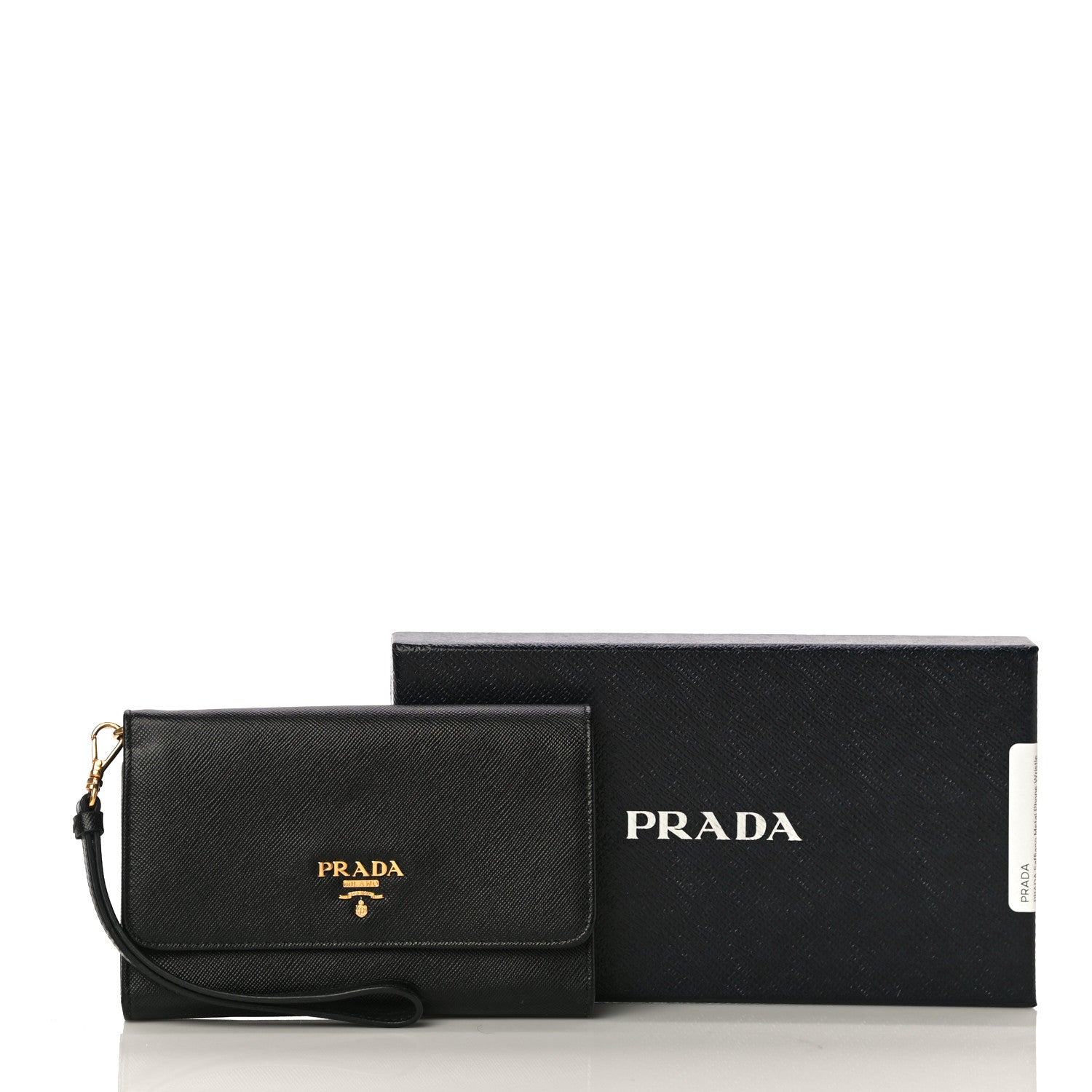 Prada Saffiano Metal Phone Wristlet Wallet Black 10 of 10