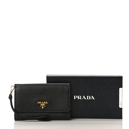 Prada Saffiano Metal Phone Wristlet Wallet Black 10 of 10