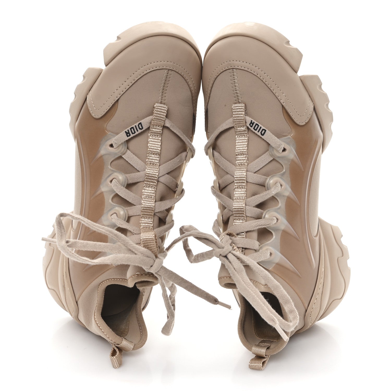 Christian Dior Neoprene Rubber Womens D-Connect Sneakers 37.5 Nude 2 of 9